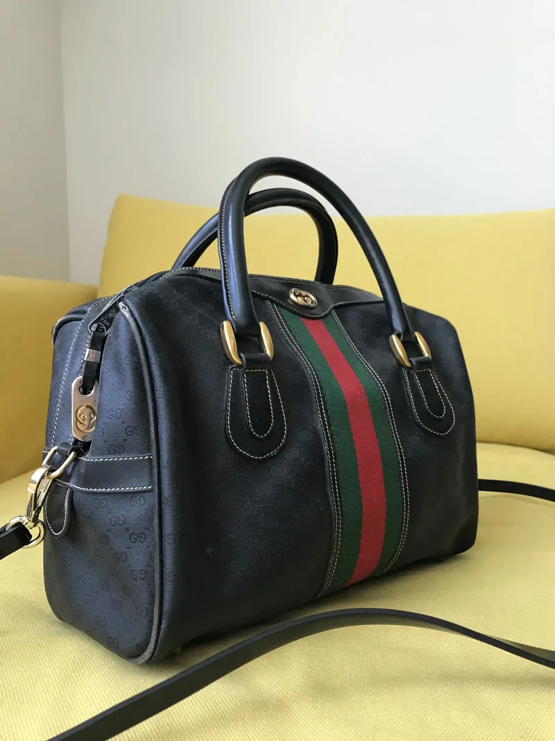 Vintage Gucci Black Signature Boston Bag — image 2