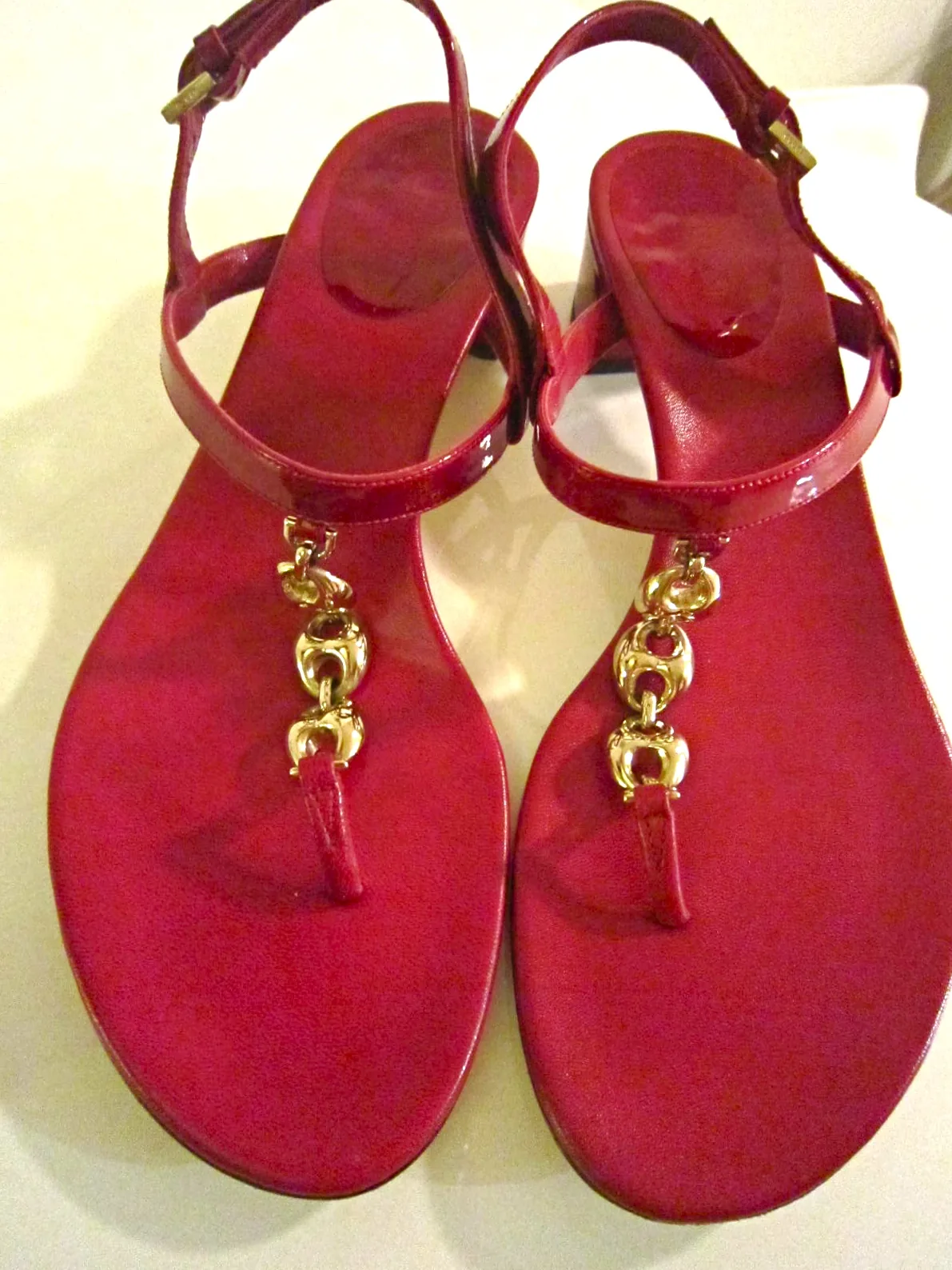 Gucci Cherry Patent Leather Horsebit Sandals