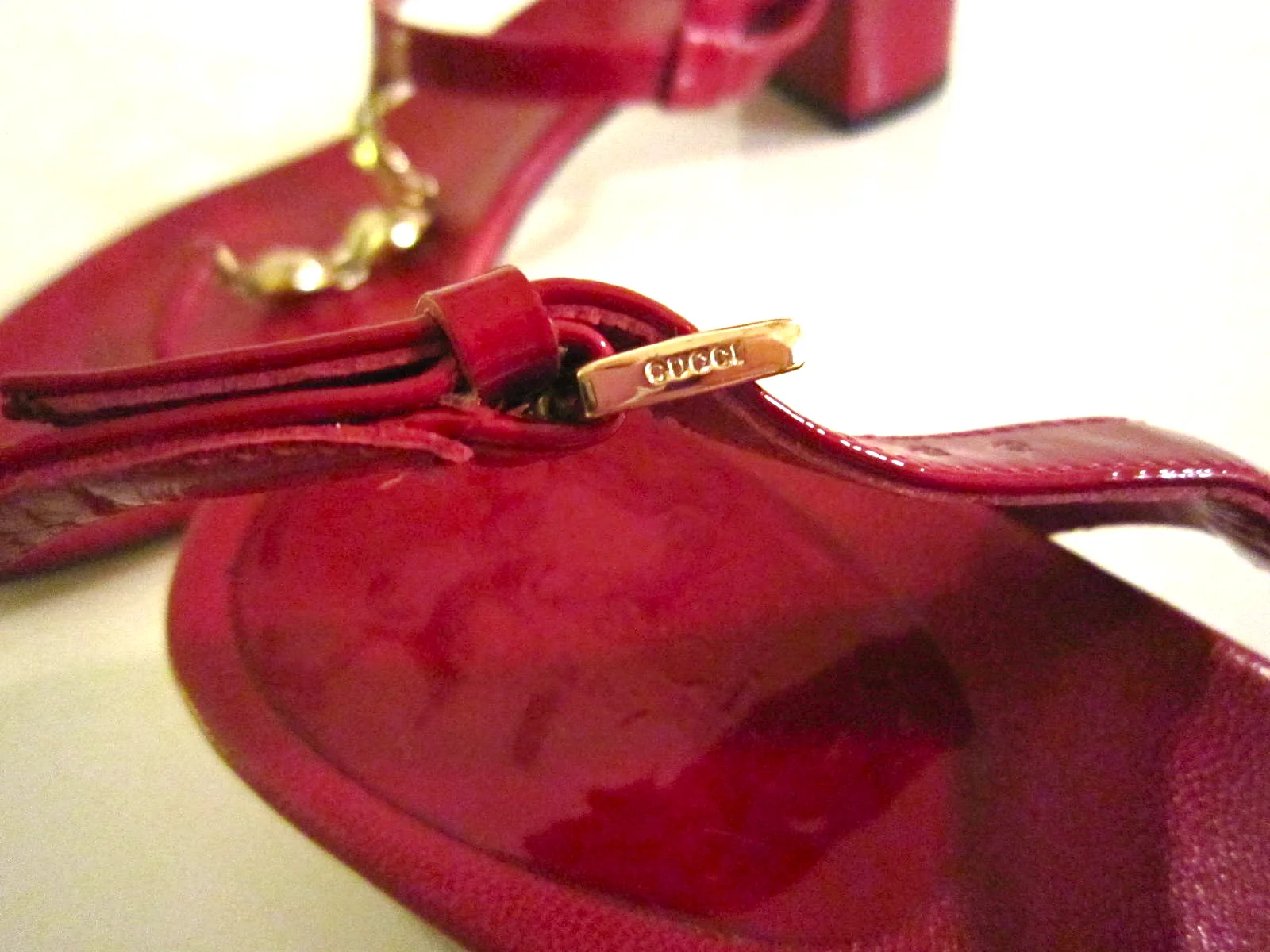 Gucci Cherry Patent Leather Horsebit Sandals — image 5