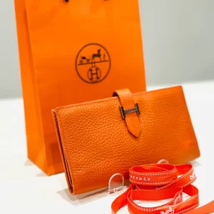 Hermes Orange Epsom Bearn H-Wallet