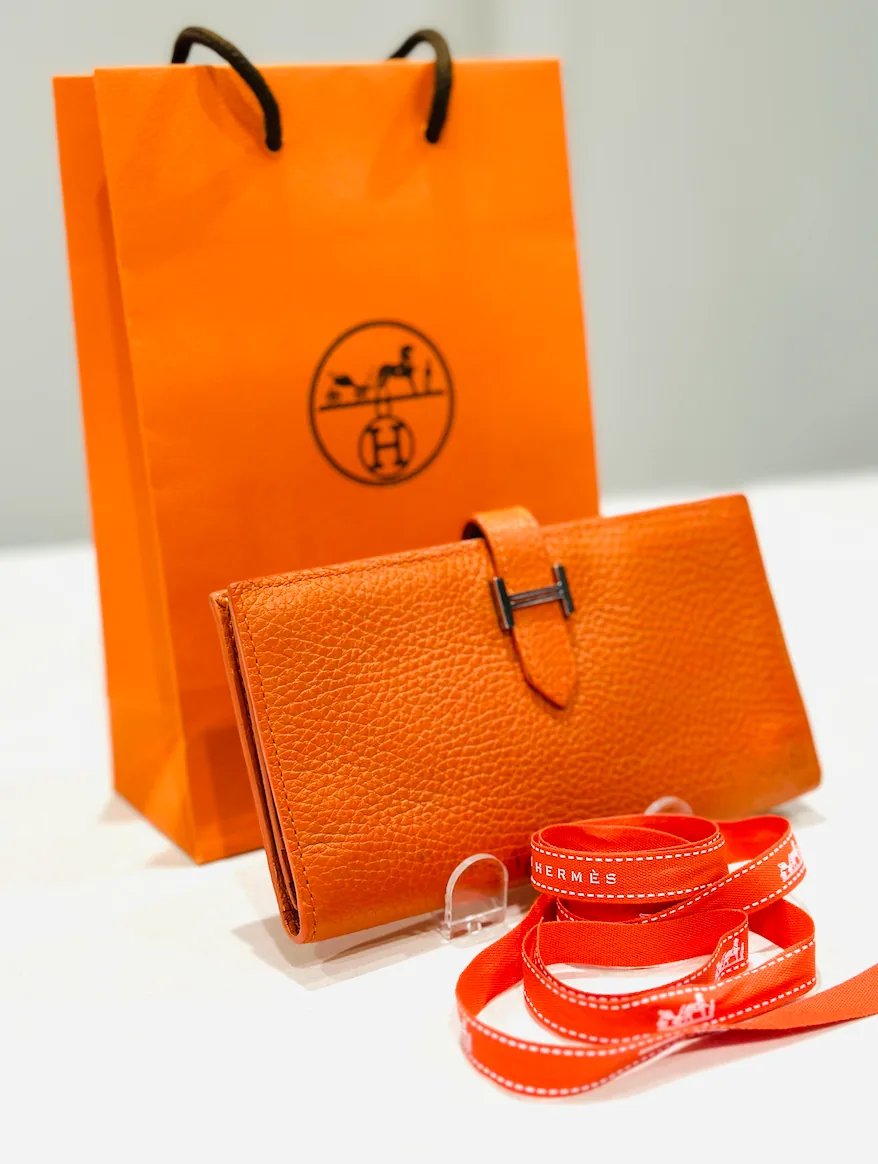 Hermes Orange Epsom Bearn H-Wallet