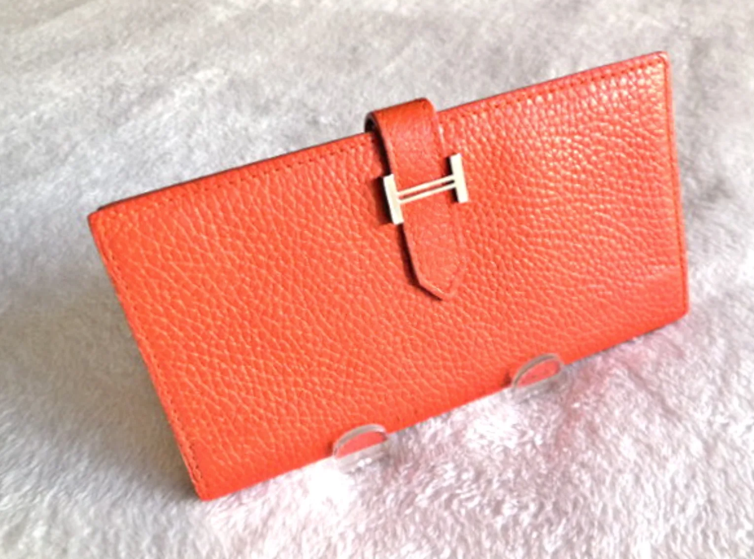 Hermes Orange Epsom Bearn H-Wallet — image 3
