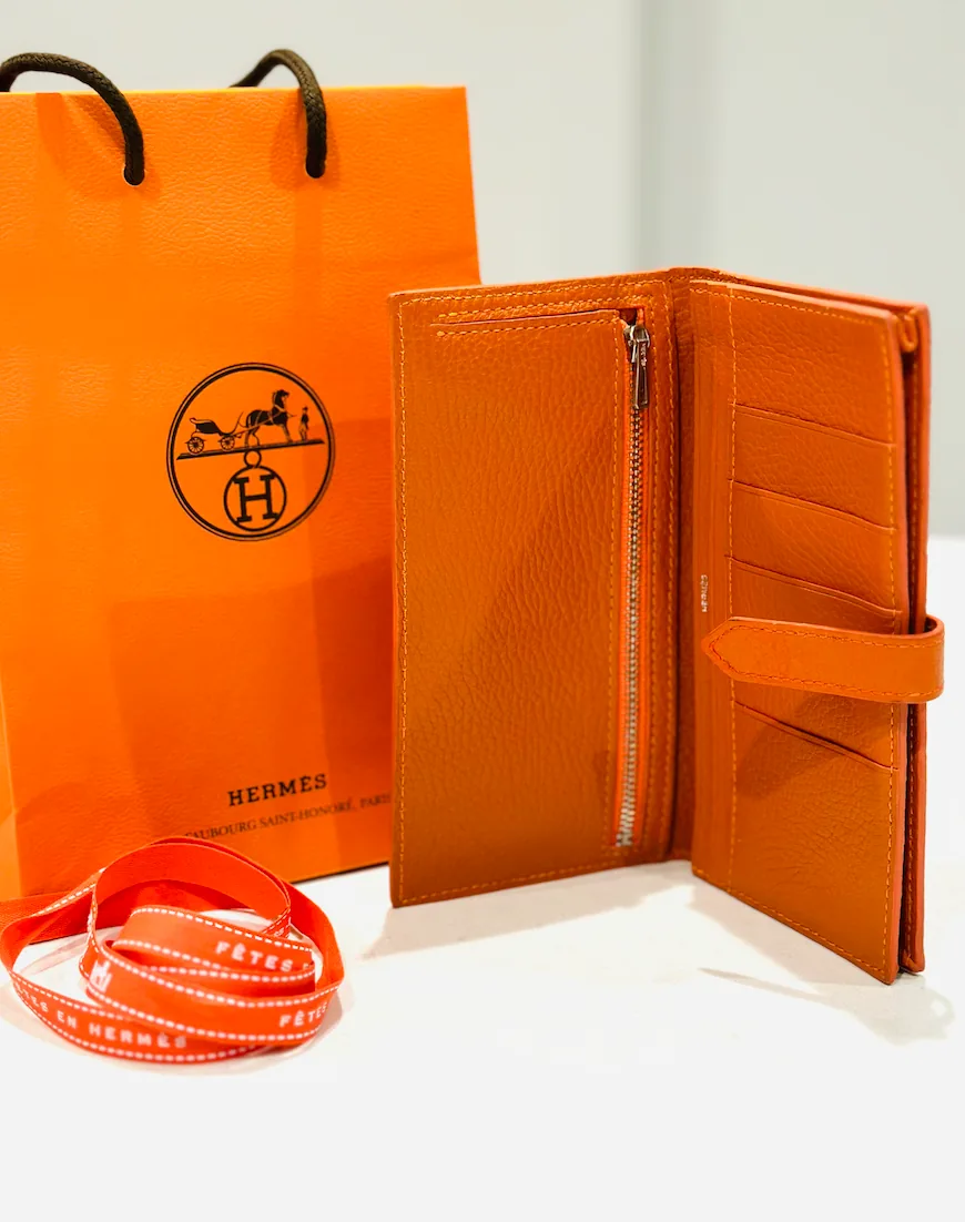 Hermes Orange Epsom Bearn H-Wallet — image 4