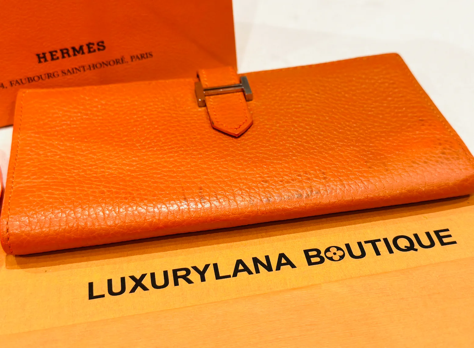 Hermes Orange Epsom Bearn H-Wallet — image 7