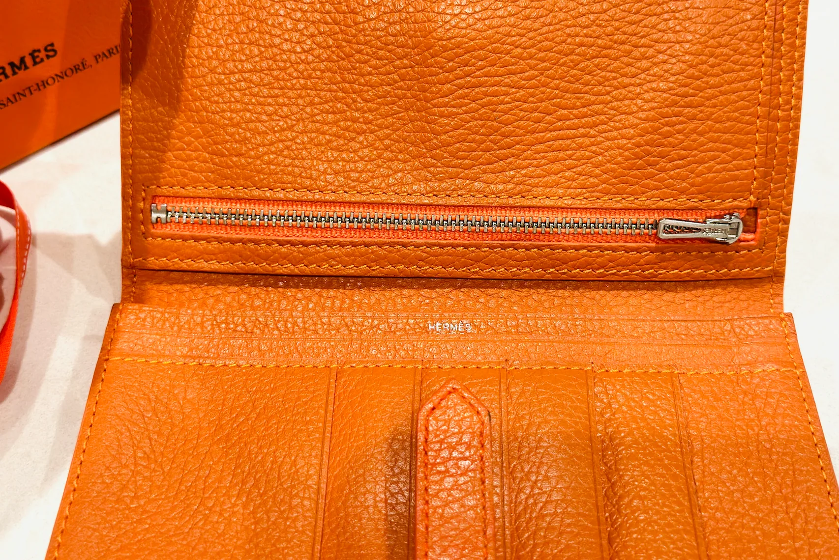 Hermes Orange Epsom Bearn H-Wallet — image 16