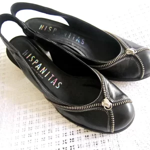 Hispanitas Black Leather Slingback Sandals /Size 8