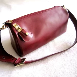 Holt Renfrew Burgundy Leather Shoulder Bag