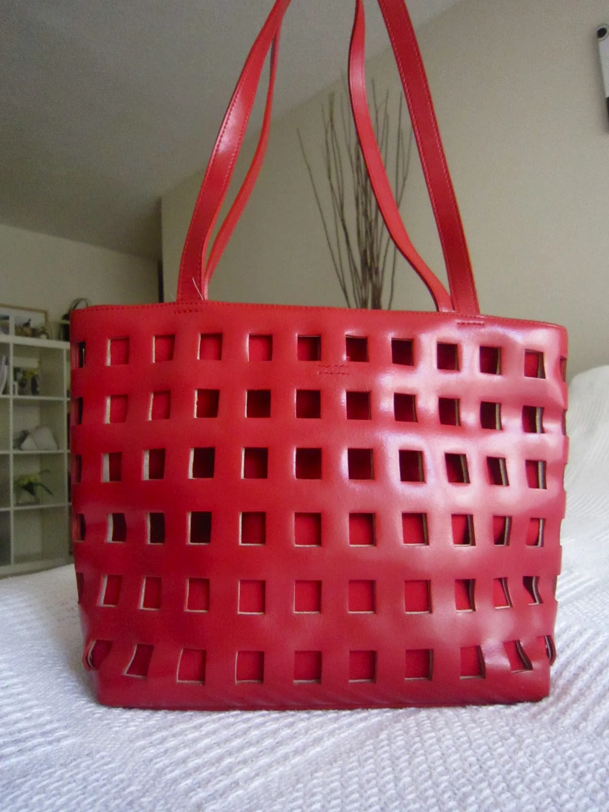 Holt Renfrew Red Cage Tote