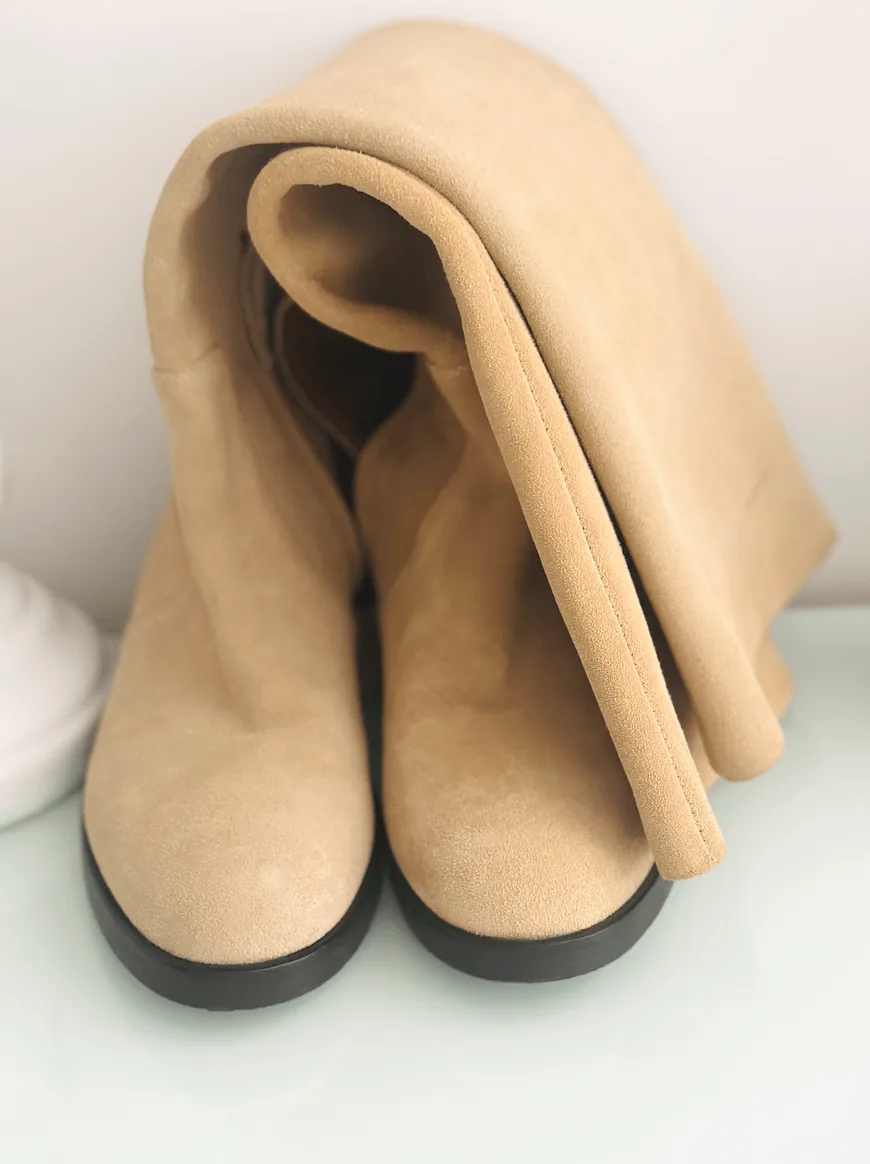 La Canadienne Tall Suede Boots in Biscotti Beige — image 4