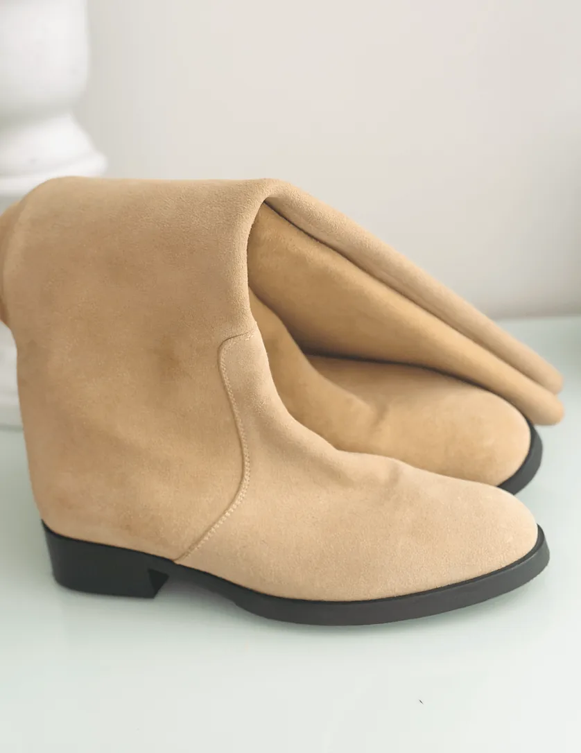 La Canadienne Tall Suede Boots in Biscotti Beige — image 5