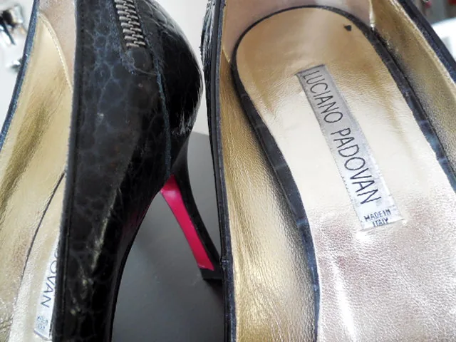 Luciano Padovan Black Snakeskin Stiletto Heels/Size 38.5 — image 3