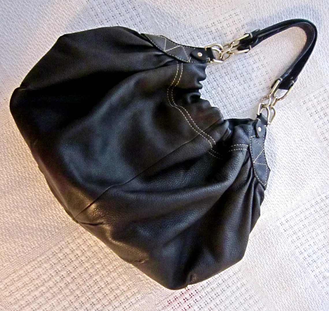 Laundry by Shelli Segal Black Leather Hobo Bag