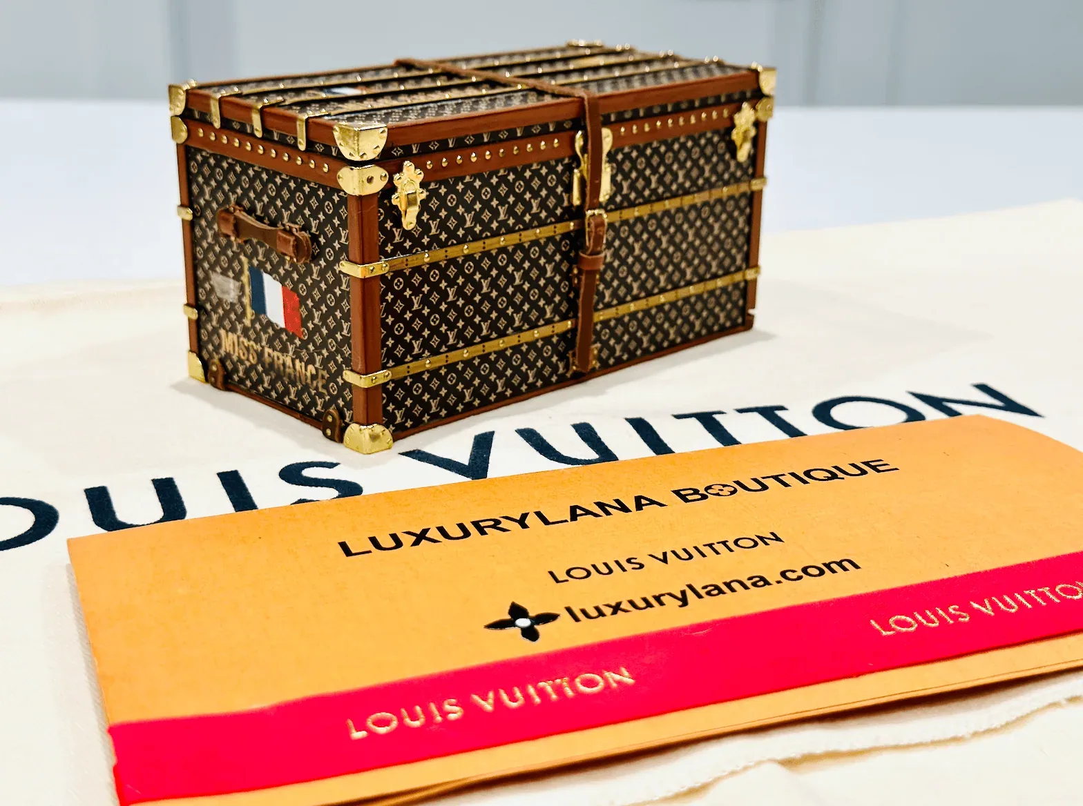 Miniature Miss France Wooden Mail Trunk — image 2