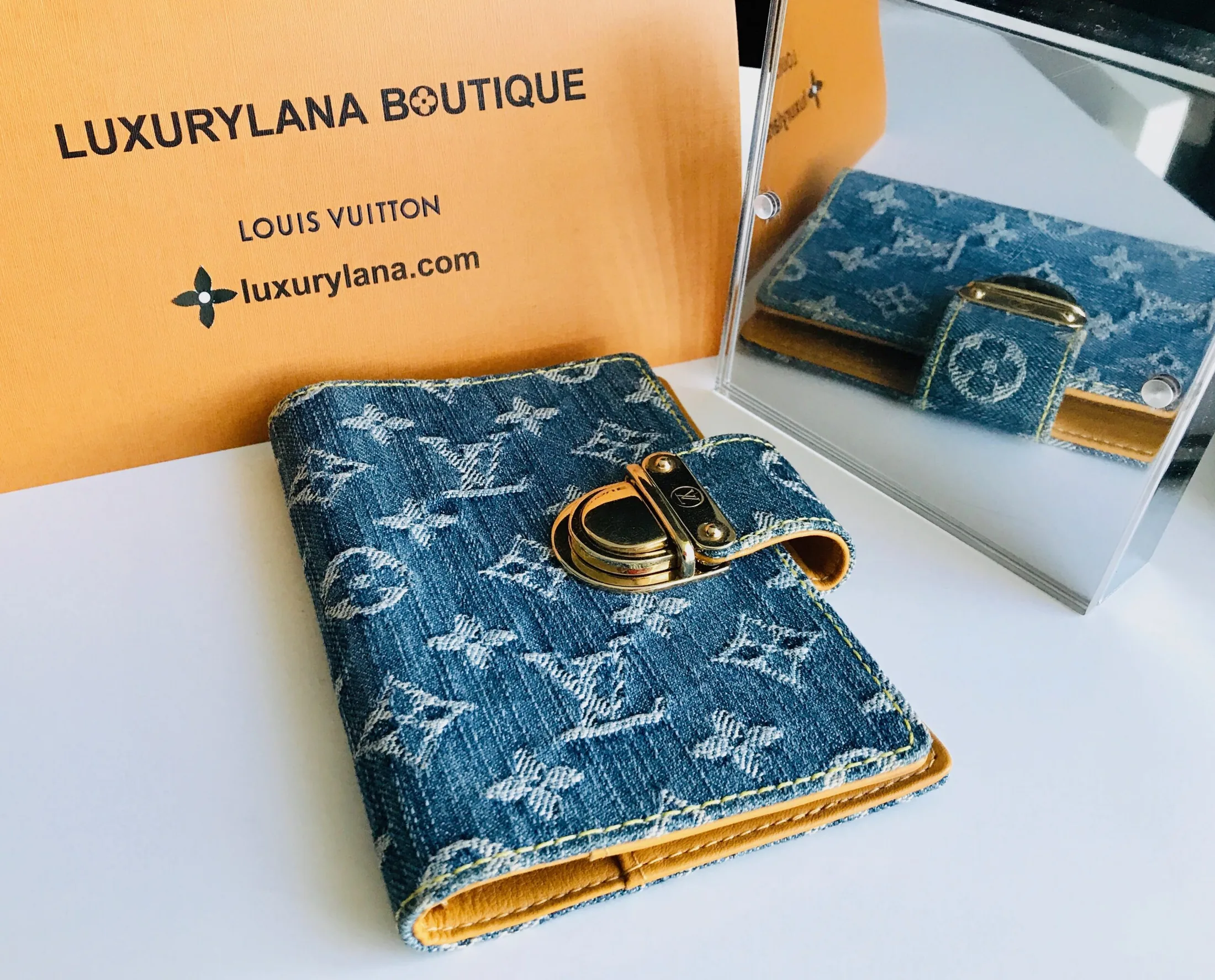 Monogram Blue Denim Agenda Day Planner