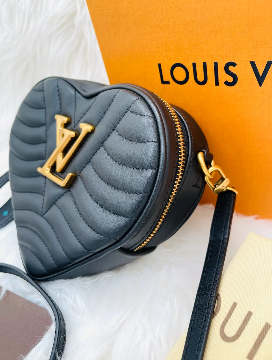 Louis Vuitton New Wave Black Calfskin Heart 3 IN 1 Pouch