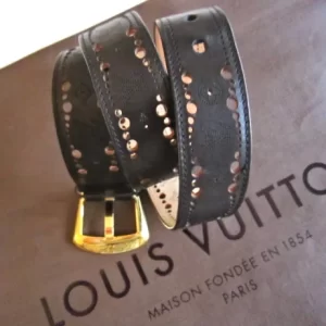 Phoenix Engraved Black Leather Belt