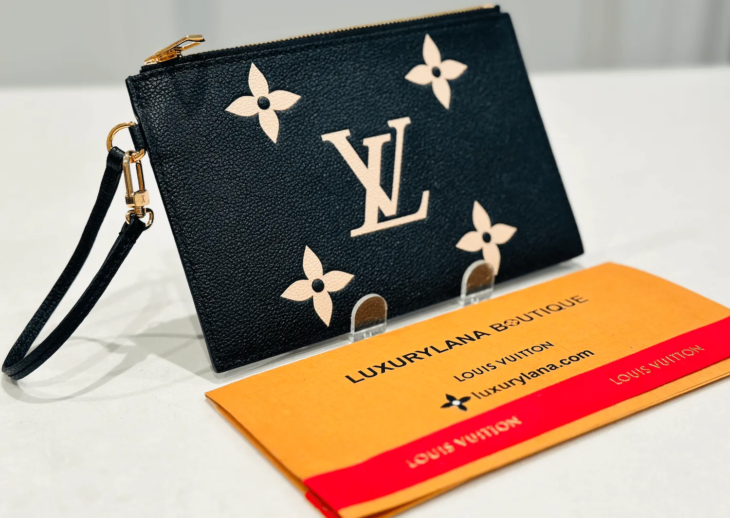 Giant MM Leather Clutch/Black & Beige Wristlet — image 2
