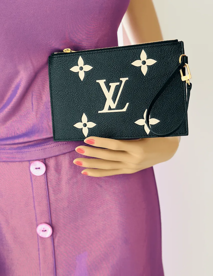 Giant MM Leather Clutch/Black & Beige Wristlet — image 7