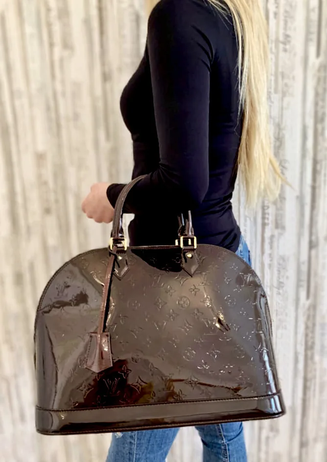 Alma GM Vernis Amarante Leather Handbag — image 7