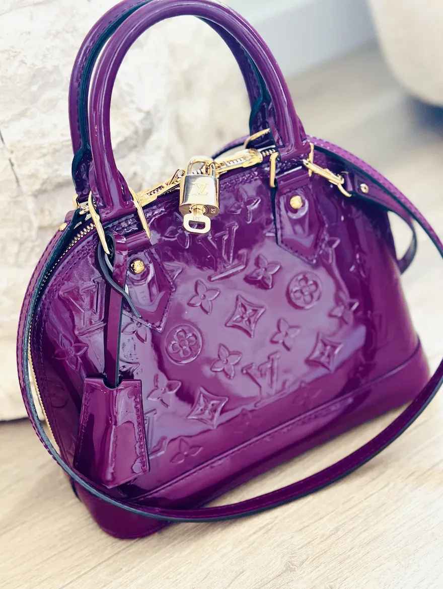 Amethysts Purple Monogram Vernis Leather Alma BB w/Strap — image 3