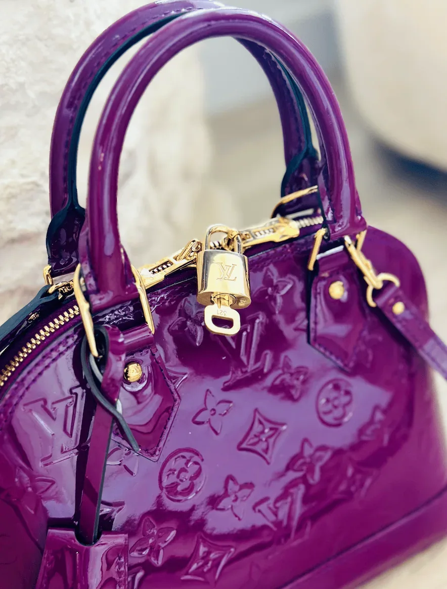 Amethysts Purple Monogram Vernis Leather Alma BB w/Strap — image 4