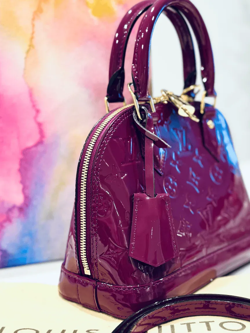 Amethysts Purple Monogram Vernis Leather Alma BB w/Strap — image 6