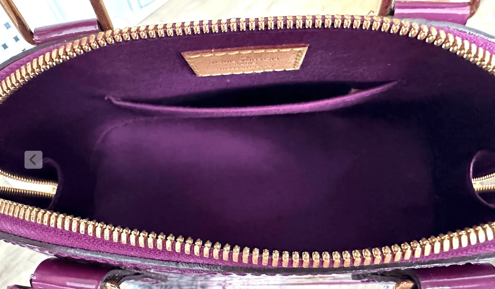Amethysts Purple Monogram Vernis Leather Alma BB w/Strap — image 18