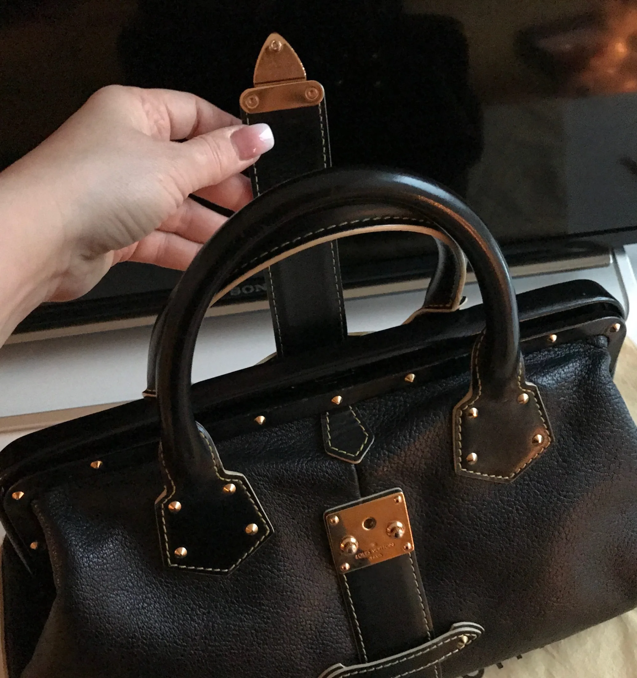 Louis Vuitton L’Ingenieux PM Black Leather Boston Bag — image 8