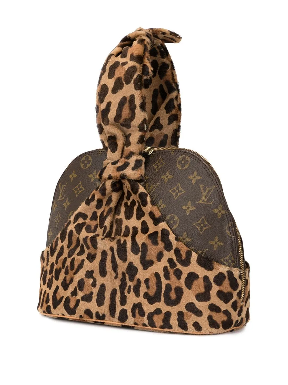 Azzedine Alaia Leopard Monogram Alma Handbag