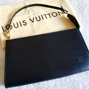 Black Epi Leather Pochette Handbag