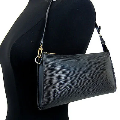 Black Epi Leather Pochette Handbag — image 5