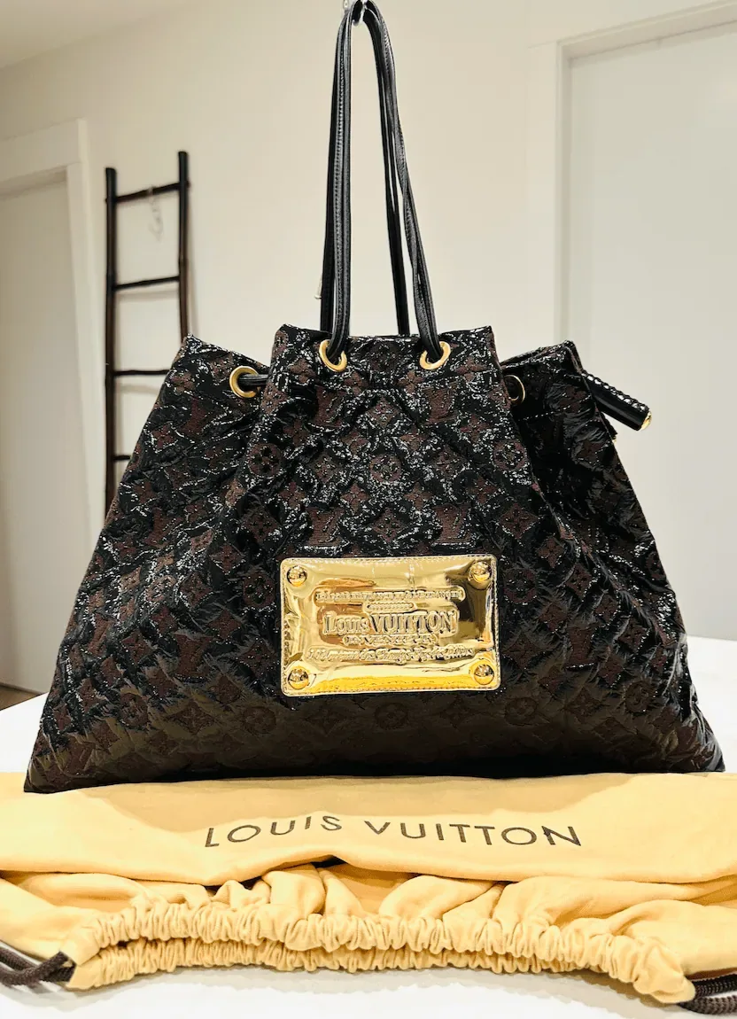 Black Monogram Cocoa Vinyl Patent Squishy Leather Bag — image 3