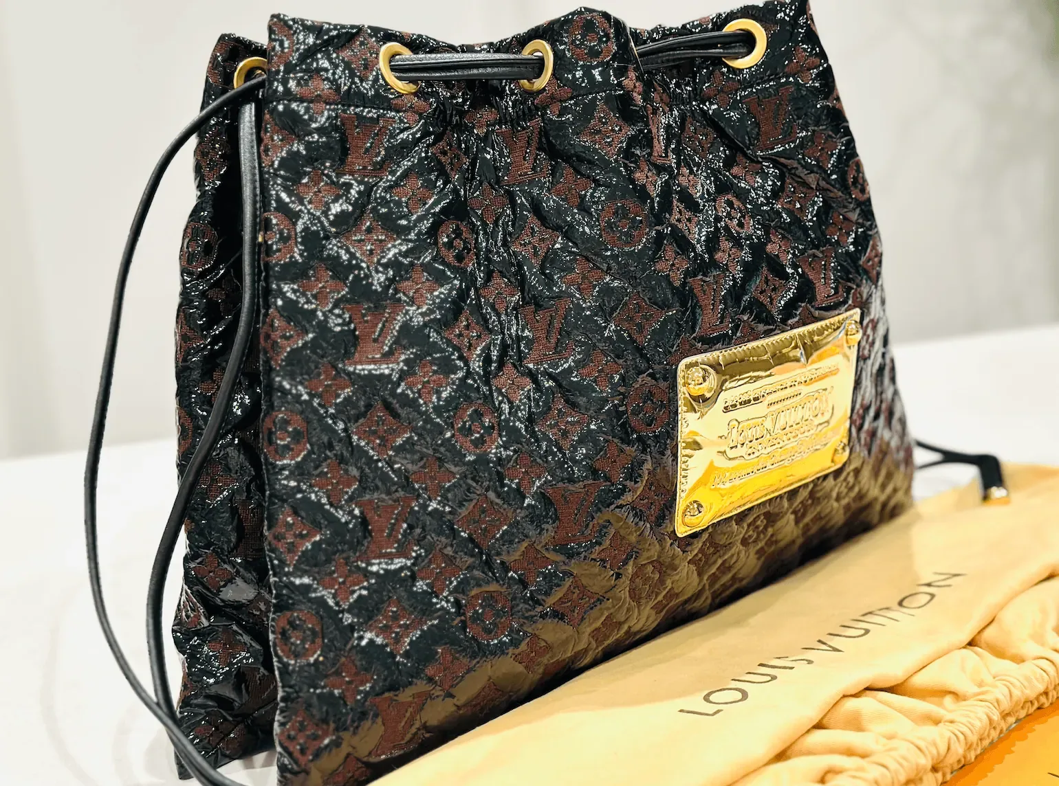 Black Monogram Cocoa Vinyl Patent Squishy Leather Bag — image 11
