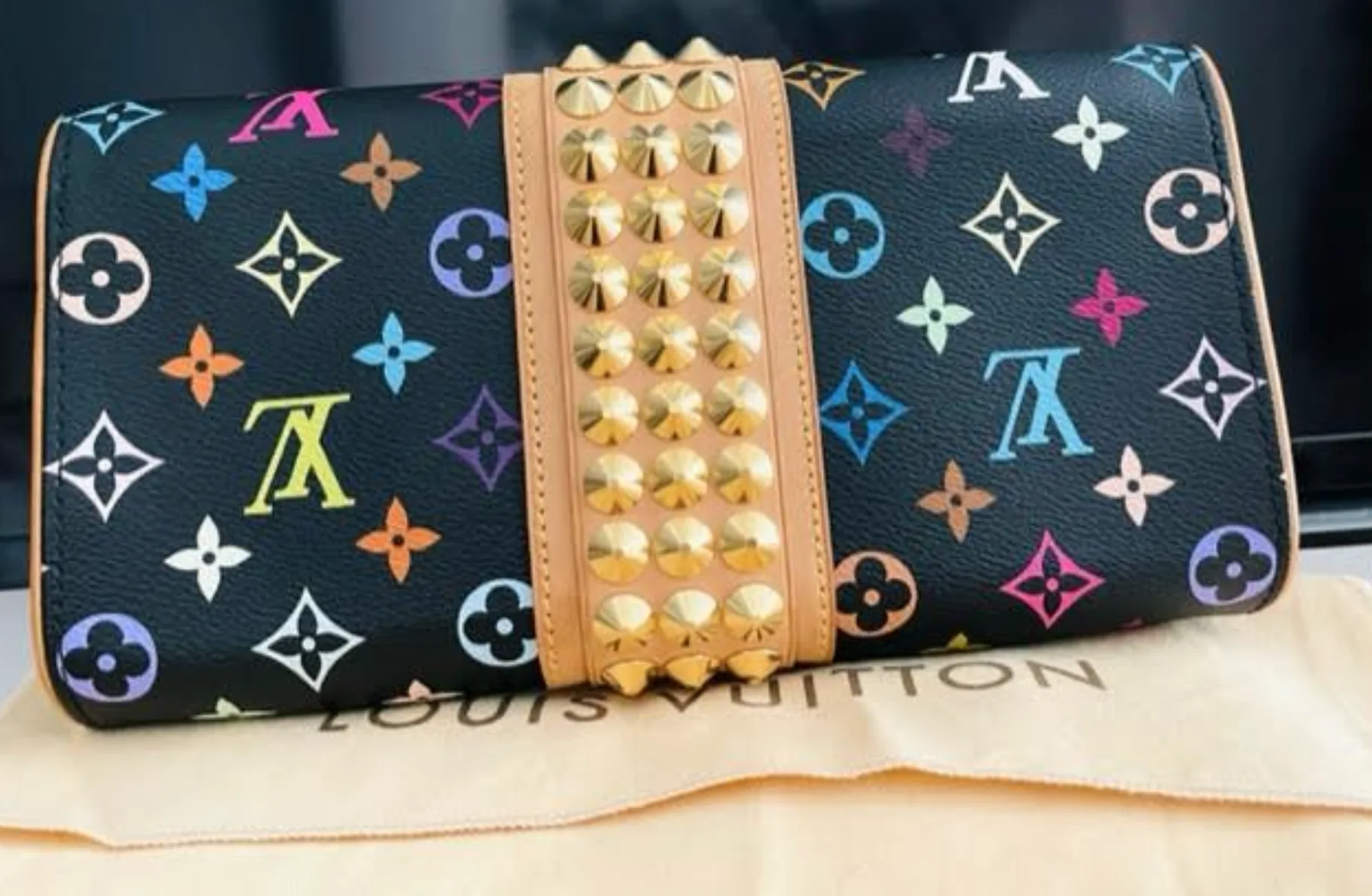 Louis Vuitton Black Multicolor Courtney Studs Pochette Clutch — image 3