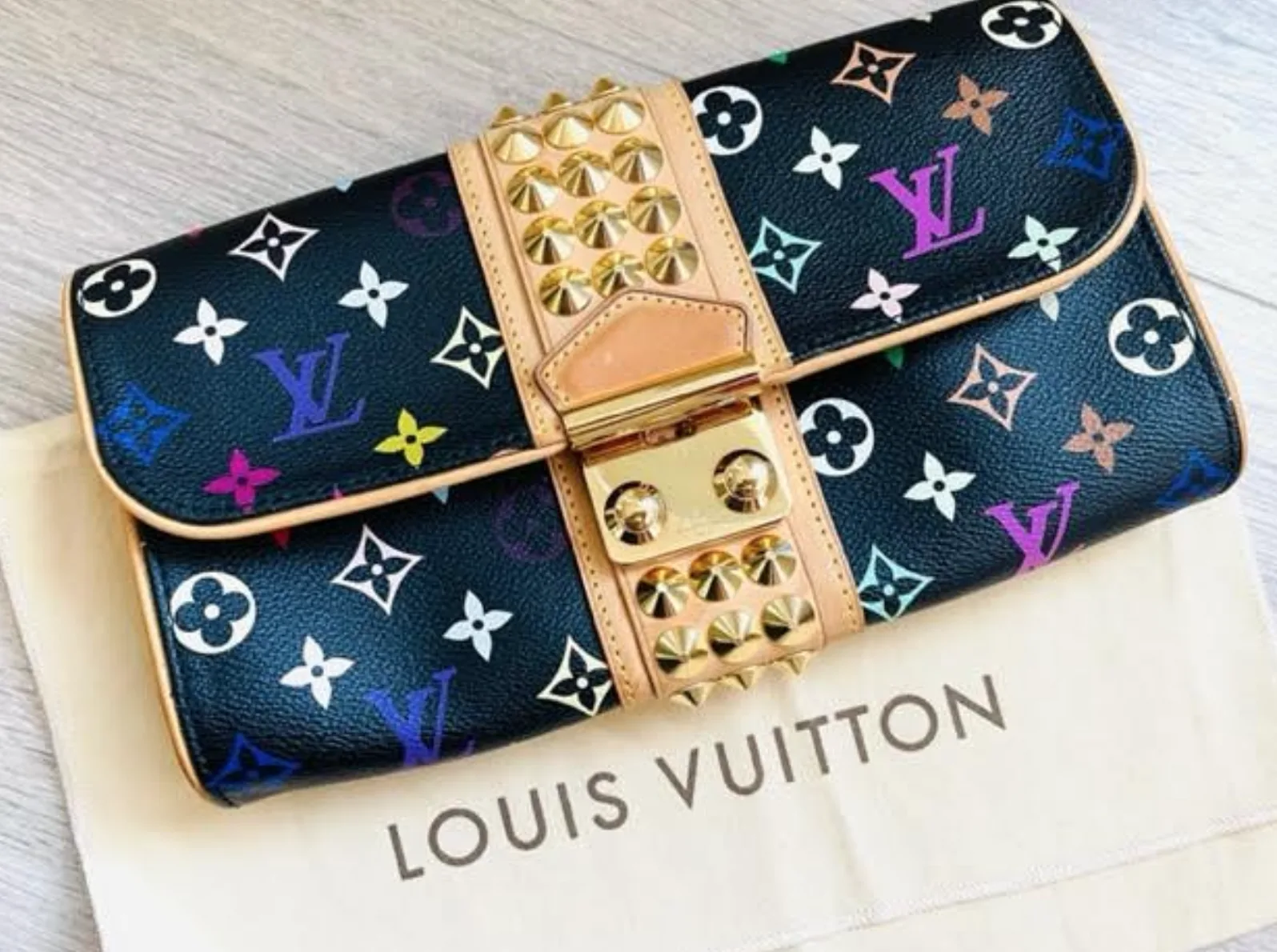 Louis Vuitton Black Multicolor Courtney Studs Pochette Clutch — image 5
