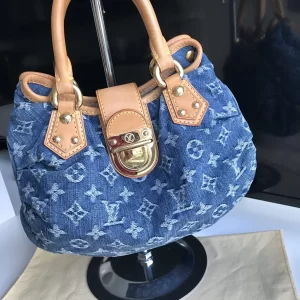 Blue Denim Mini Pleaty Monogram Satchel