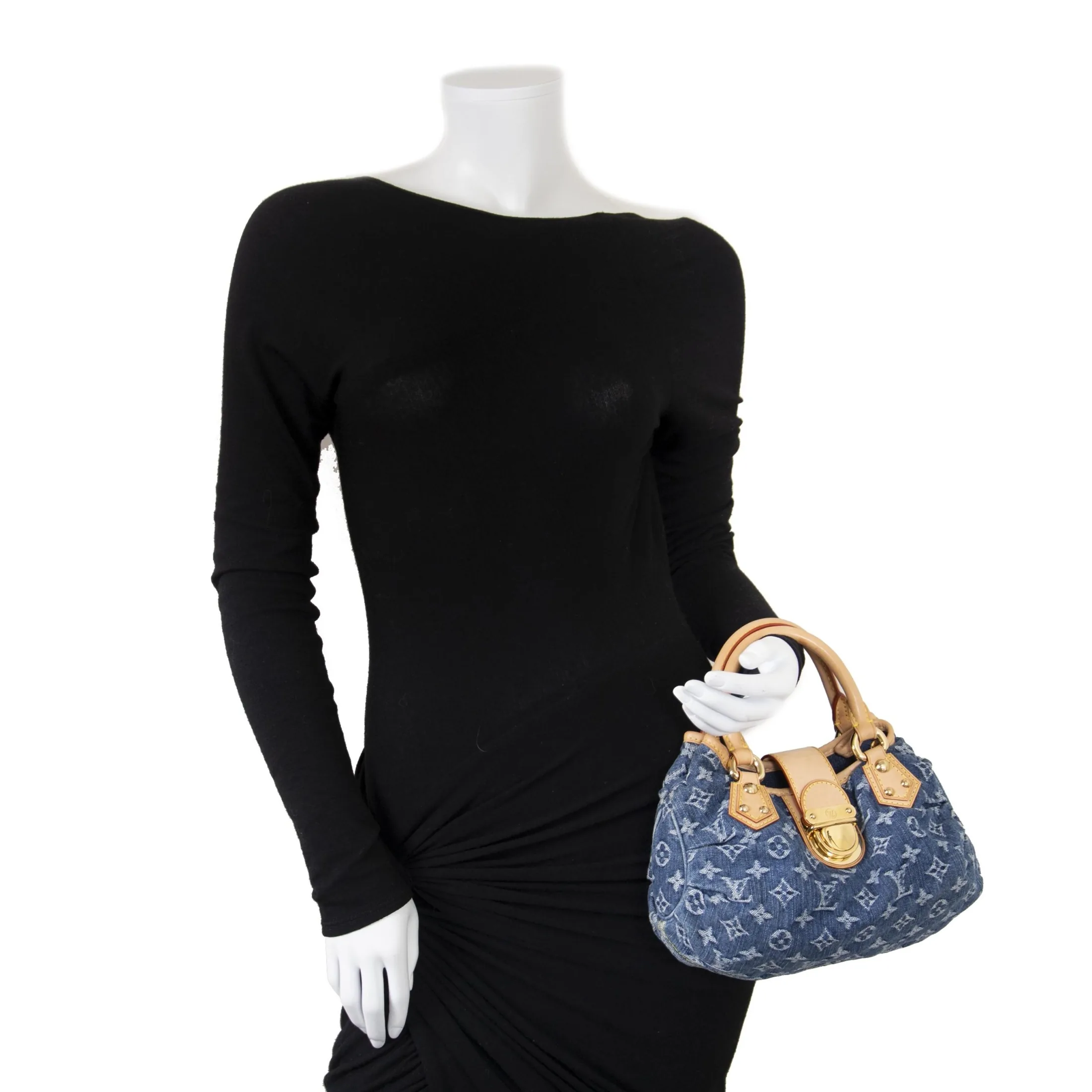 Blue Denim Mini Pleaty Monogram Satchel — image 2