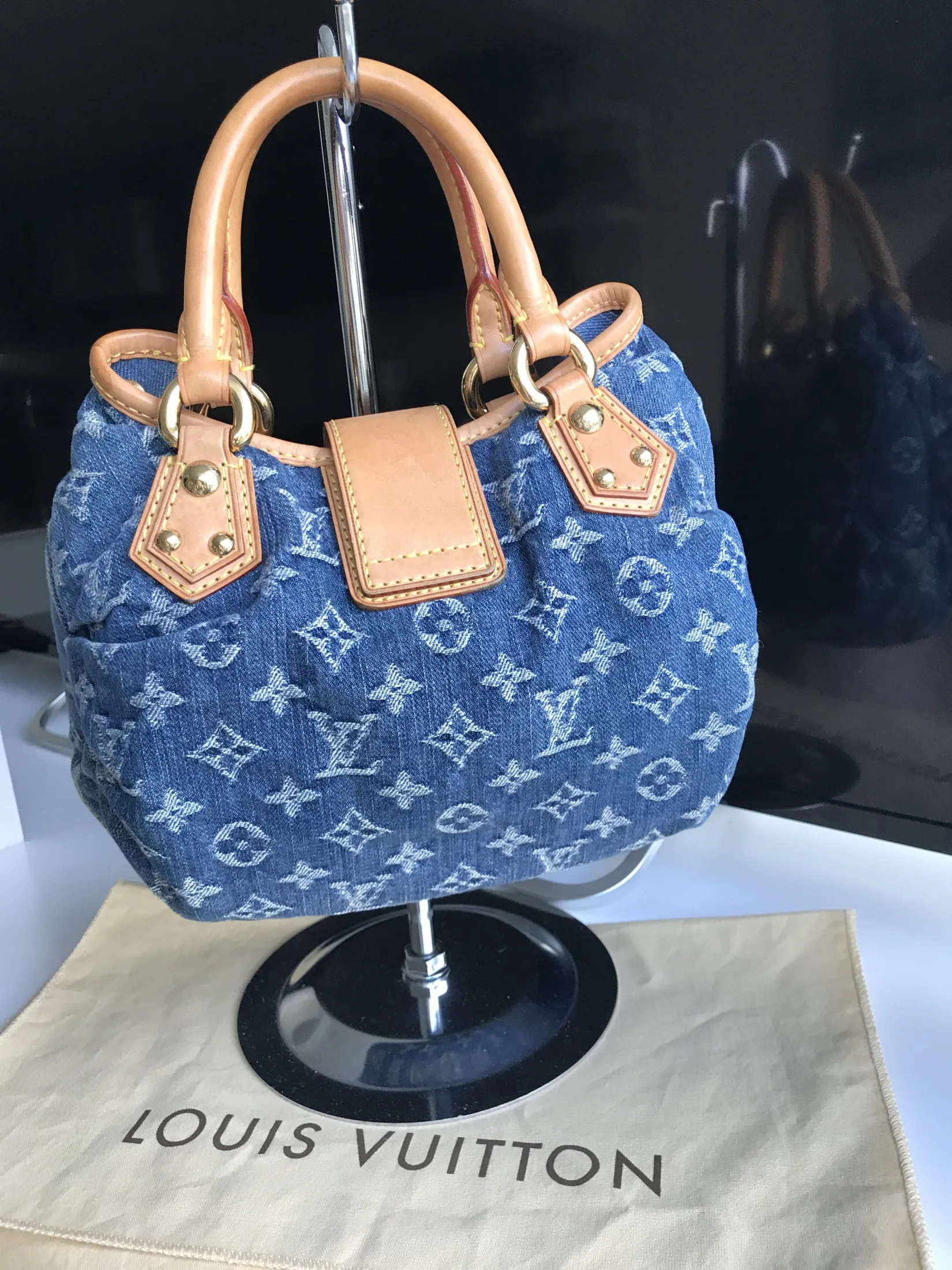 Blue Denim Mini Pleaty Monogram Satchel — image 6