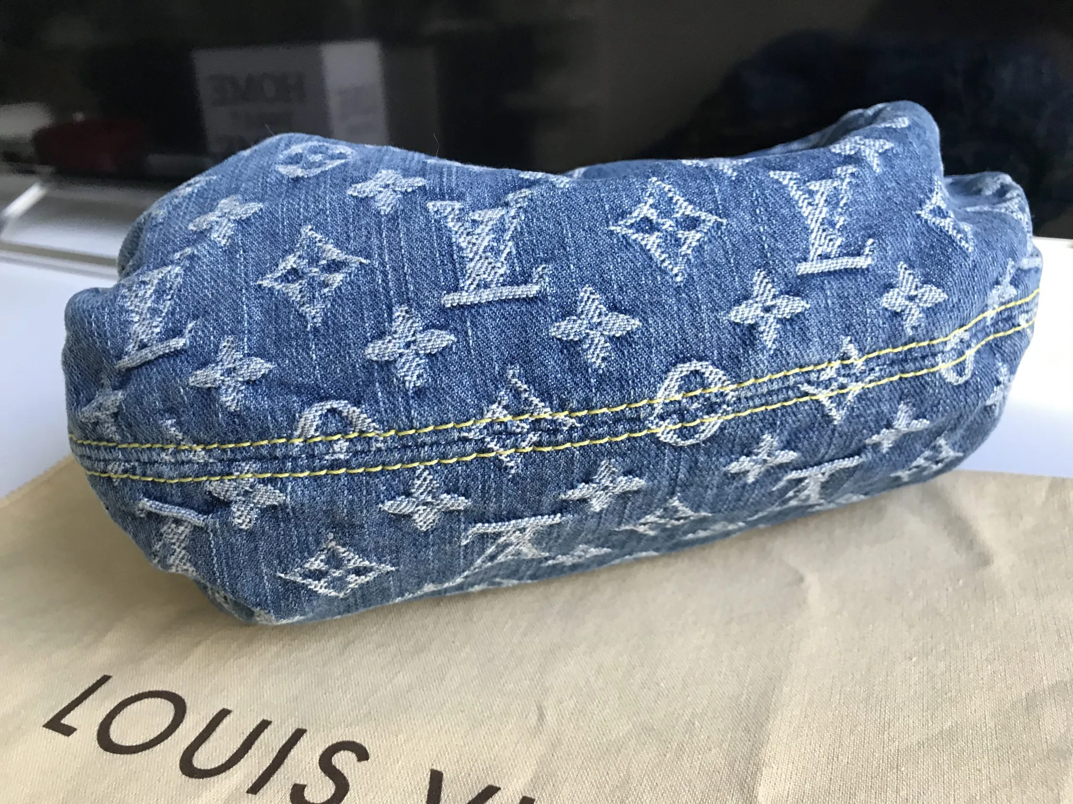Blue Denim Mini Pleaty Monogram Satchel — image 9