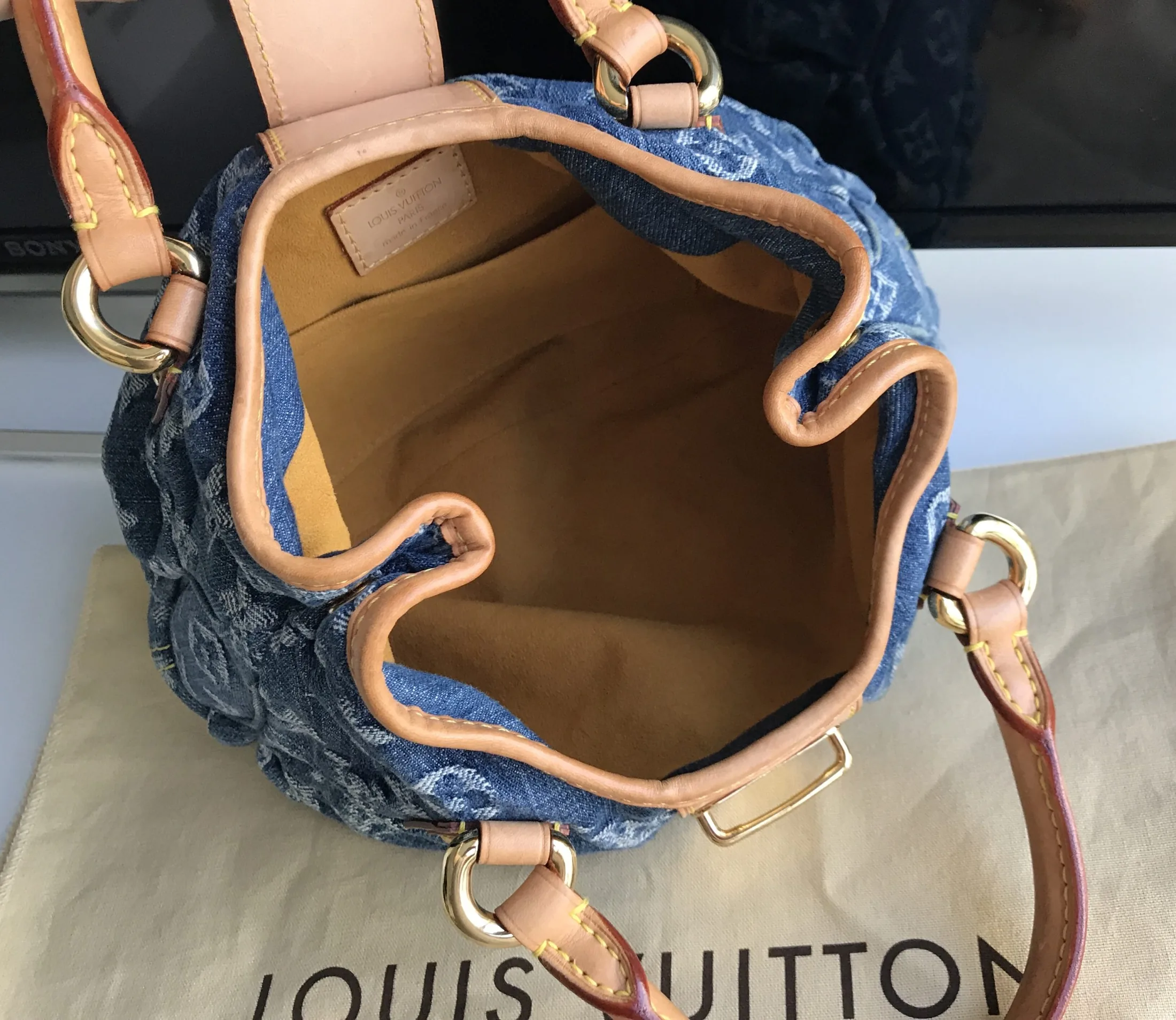 Blue Denim Mini Pleaty Monogram Satchel — image 13