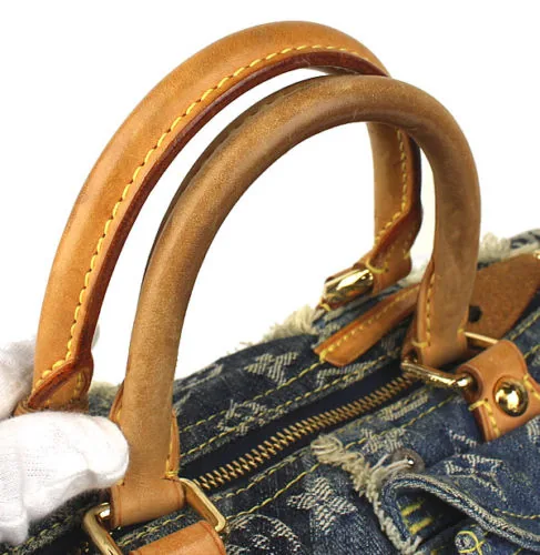 Blue Denim Patchwork Speedy 30 Handbag — image 3
