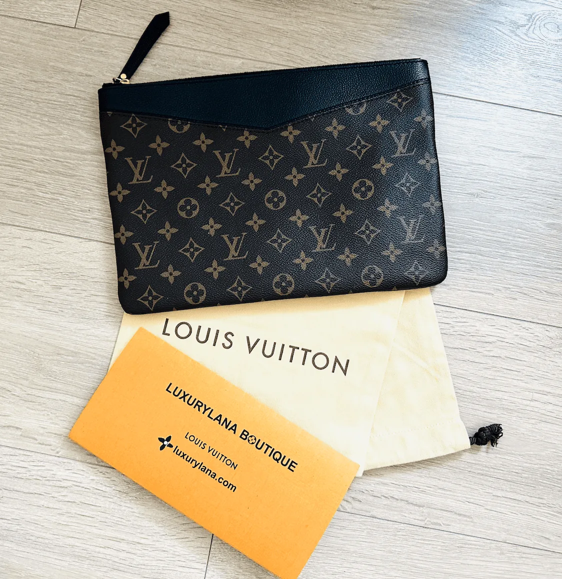 Daily Monogram Black Portfolio Leather Clutch — image 4