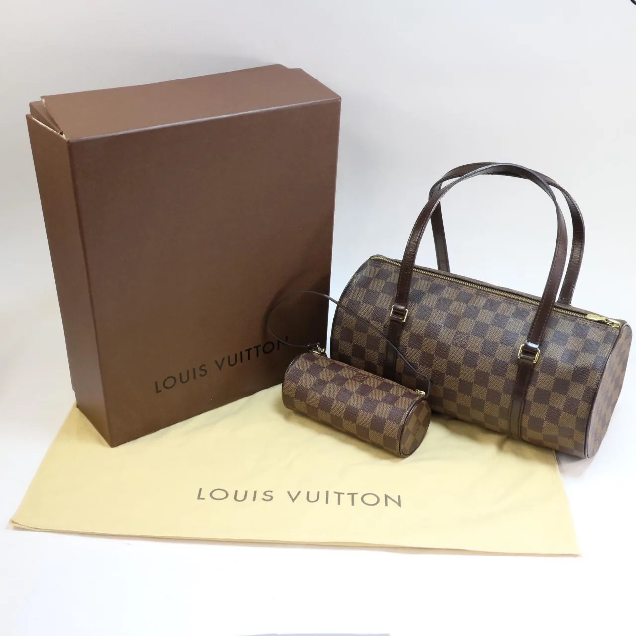 Damier Ebene Papillon Handbag W/Pouch