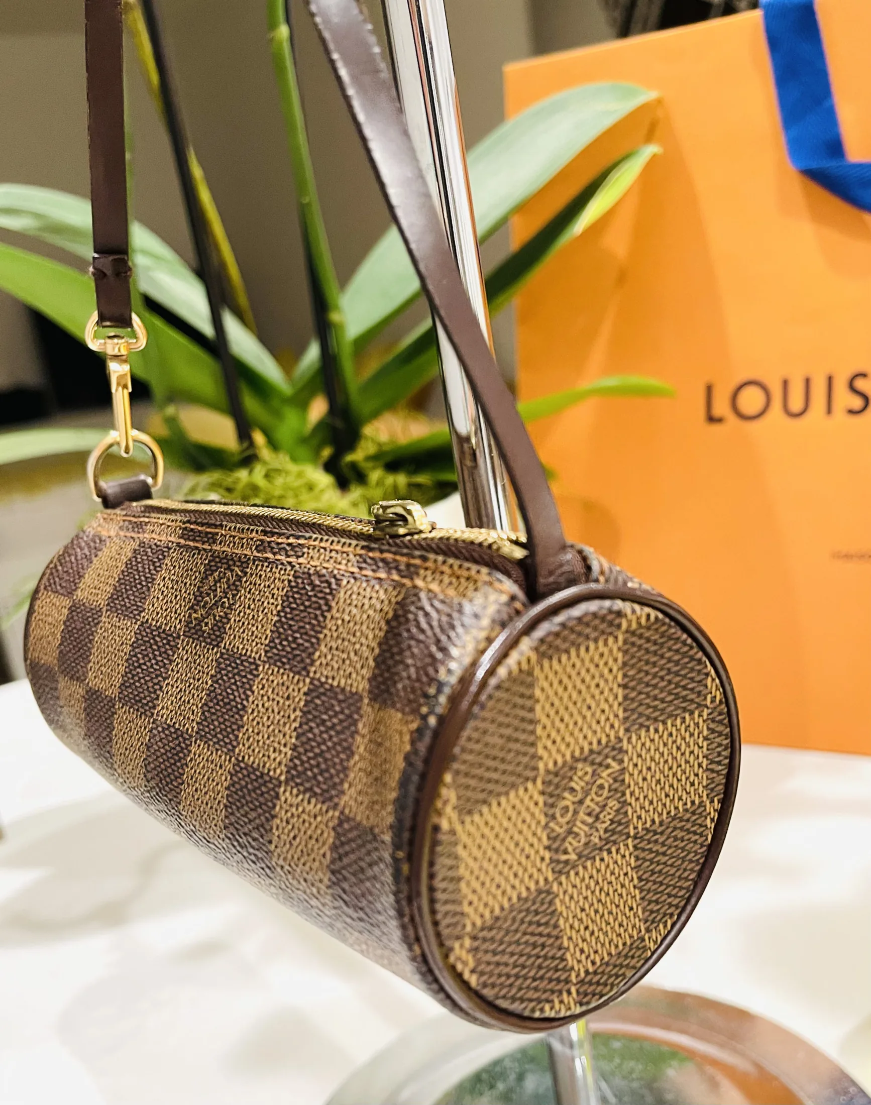 Damier Ebene Papillon Handbag W/Pouch — image 9