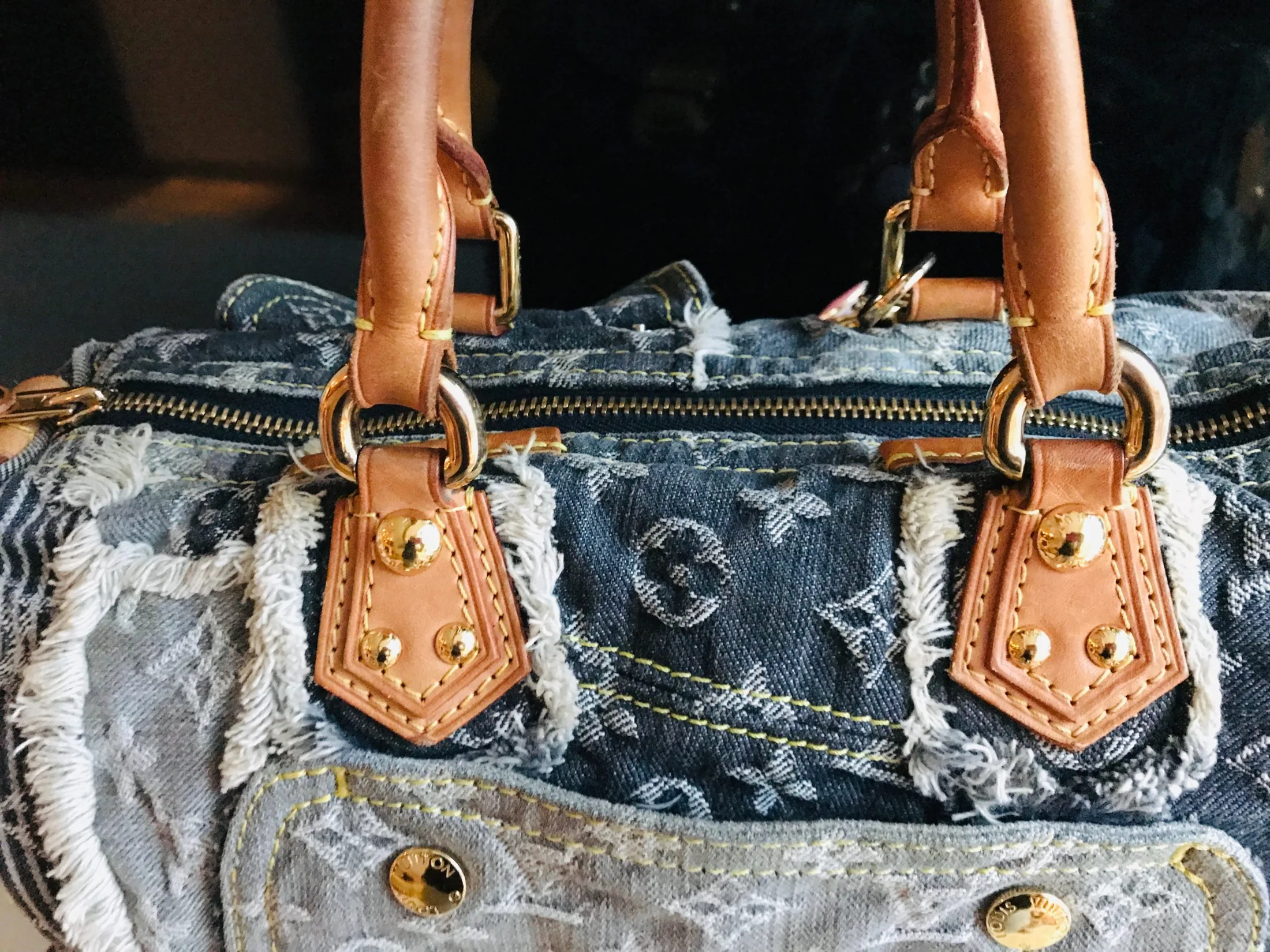 Louis Vuitton Denim Patchwork Speedy 30 Boston Handbag — image 13