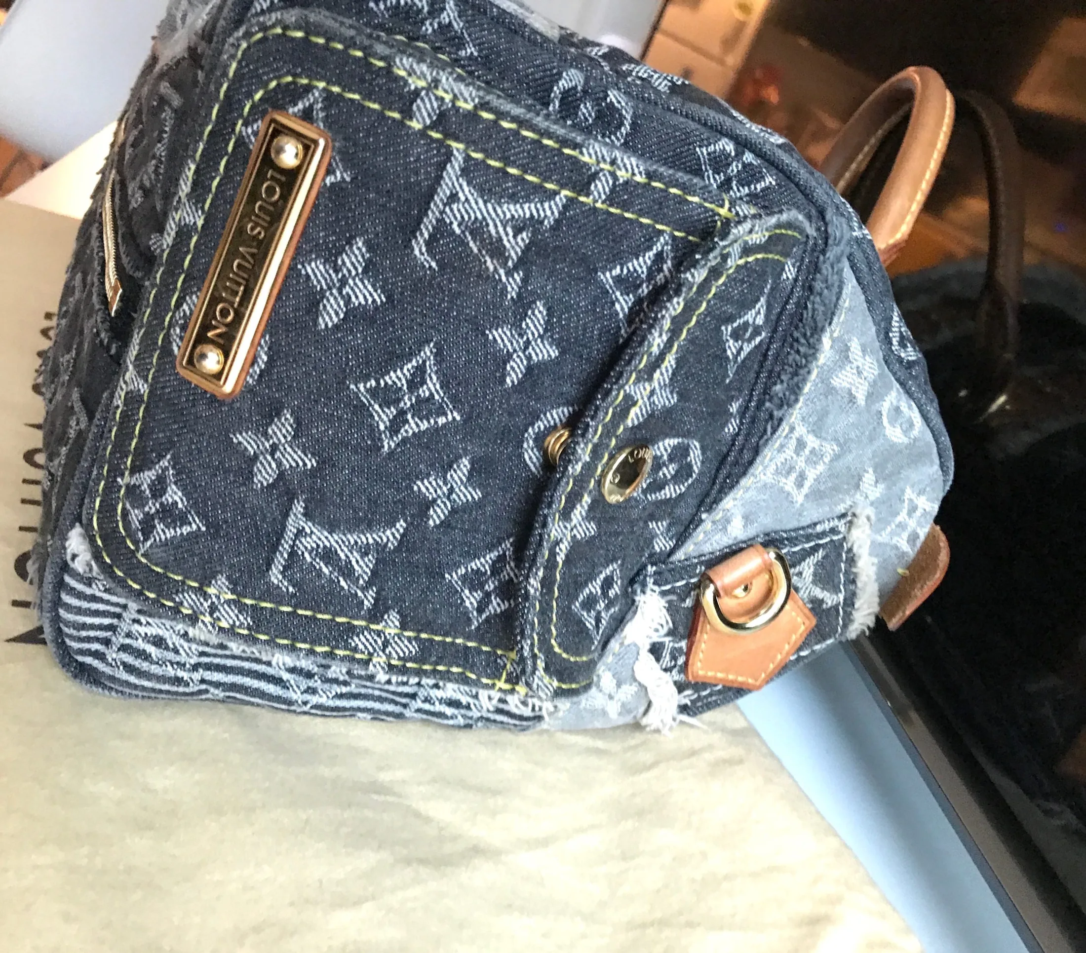 Louis Vuitton Denim Patchwork Speedy 30 Boston Handbag — image 17