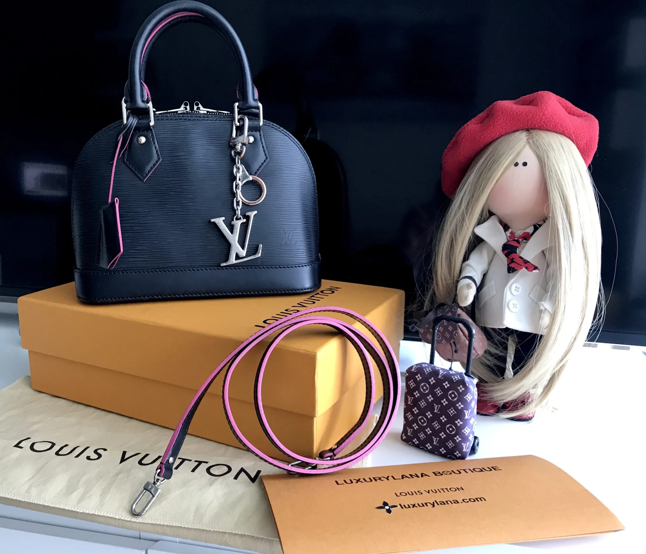 Louis Vuitton Epi Leather-Black/Hot Pink Alma BB Handbag — image 3