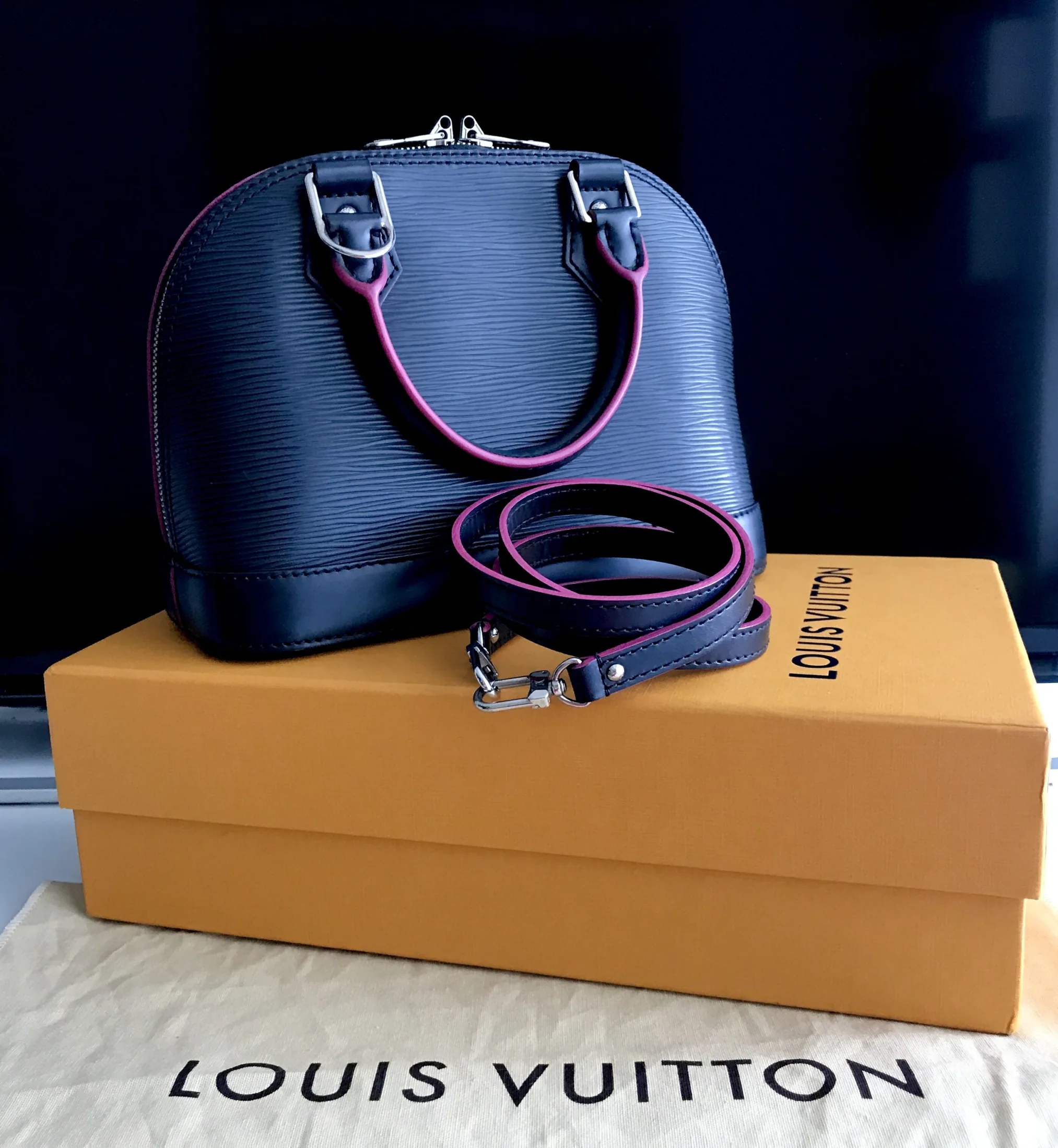 Louis Vuitton Epi Leather-Black/Hot Pink Alma BB Handbag — image 5