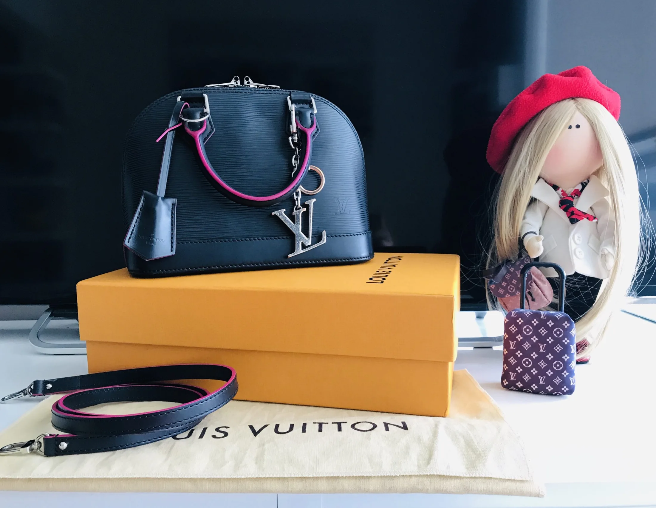 Louis Vuitton Epi Leather-Black/Hot Pink Alma BB Handbag — image 8