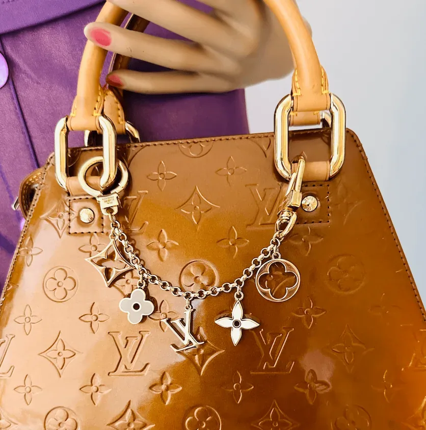 Fleur De Monogram Pastel Gold Chain Bag Charm — image 4